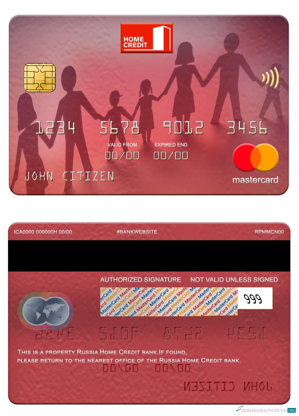 Download Russia Home Credit bank mastercard Photoshop template